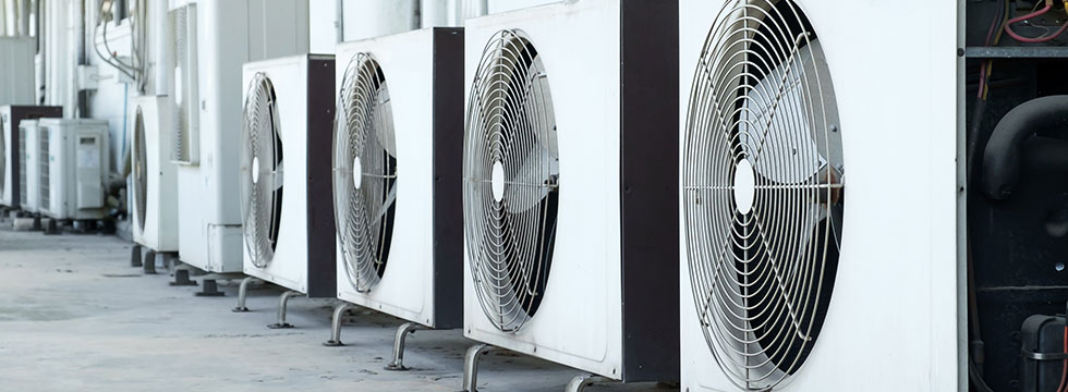 A row of VRF HVAC units